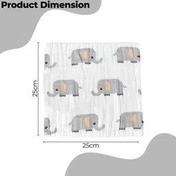 Bembika Baby Face Towels for Boys Girls Fleece Muslin Wash Cloth Elephant Pattern - Grey image 3