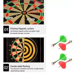 NIYAMAT Magnetic Dart Board Game for Kids Double Sided Foldable Dart Board Game Toy for Kids with 4 Free Magnetic Darts- 17 Inch image 3