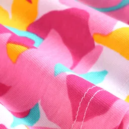 Pine Kids Cotton Knit Half Puffed Sleeves Printed Top - Pink image 3