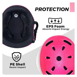 Jaspo Glitmax Multi-Sports Helmet for Cycling, Skating & Outdoor Activities | PE Shell, EPS Foam, Lightweight with 11 Air Vents & Heavy-Duty Nylon Strap (Pink, Small) image 3