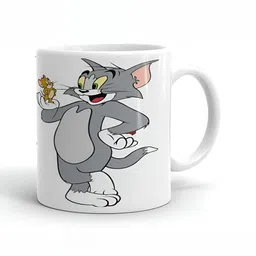 Mr UVD White & Grey Cartoon Characters Printed Ceramic Glossy Mug 350 ml image 2