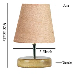 Devansh Beige Jute Round Natural Wood Table Lamp image 5