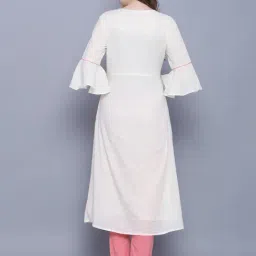 Amaiva White Cotton A Line Kurta image 2