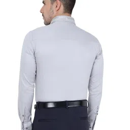 JB Studio Grey Cotton Slim Fit Printed Shirt image 2