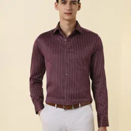 Allen Solly Maroon Cotton Regular Fit Striped Shirt-picture-30