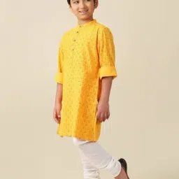 Fabindia Kids Mustard Printed Full Sleeves Kurta image 4