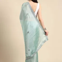 Mohey Ocean Blue Embellished Saree With Unstitched Blouse image 2