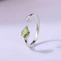 Ornate Jewels 925 Silver Green Rhodium Plated Pear Natural Peridot Ring for Women & Girls-picture-19