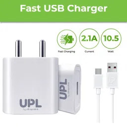 ULTRAPROLINK Volo UPL0004, 2.1A/10.5W USB Fast Charging Wall Charger with 1m Cable (White) image 2