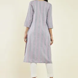 Soch Grey Cotton Woven Pattern Straight Kurta image 2