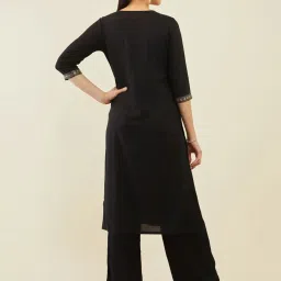Soch Black Embroidered Straight Kurta image 2