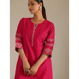 Soch Red Regular Fit Embroidered Kurta image 5