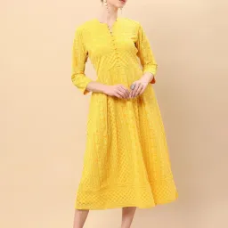 Soch Yellow Embroidered A-Line Dress image 1