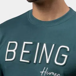 Being Human Forest Green Cotton Regular Fit Printed Sweatshirts image 4