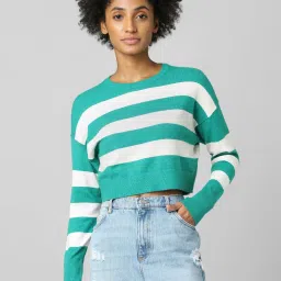 Only Green & White Striped Pullover image 1