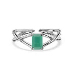 Ornate Jewels 925 Silver Green Rhodium Plated Natural Emerald Ring for Women & Girls-picture-30