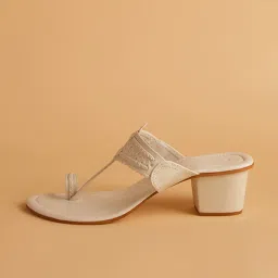 Eridani Women's Liza Off White Kolhapuri Sandals image 2