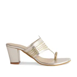 Eridani Women's Annora Gold Kolhapuri Sandals image 2