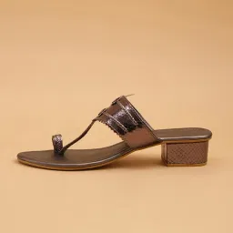 Eridani Women's Toran Gun Metal Kolhapuri Sandals image 2