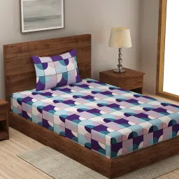 Klotthe Abstract Multicolor 210 TC Cotton Blend Single Bedsheet with 1 Pillow Cover image 1
