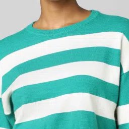 Only Green & White Striped Pullover image 5