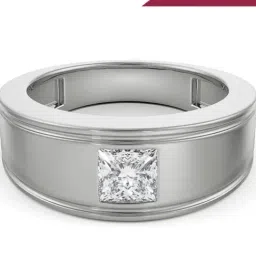 EMORI White Gold Princess Cut Lab Grown Diamond Band for Men-image-43