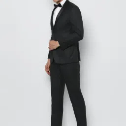 Louis Philippe Black Slim Fit Self Pattern Two Piece Suit image 3