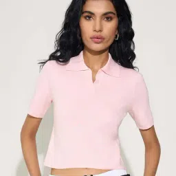 Honey By Pantaloons Pink Slim Fit Polo Top-image-97