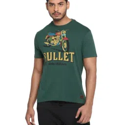 Royal Enfield Green Printed T-Shirt-image-1