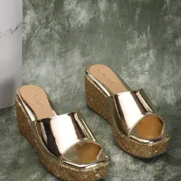 Iconics Women's Gold Casual Wedges-picture-39