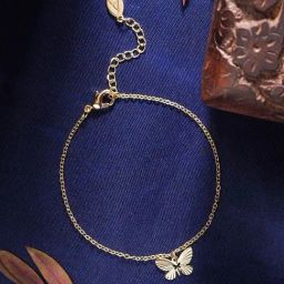 Accessorize London Women's Gold Textured Butterfly Bracelet-picture-23
