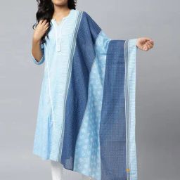 Aurelia Blue Cotton Printed Dupatta-image-26