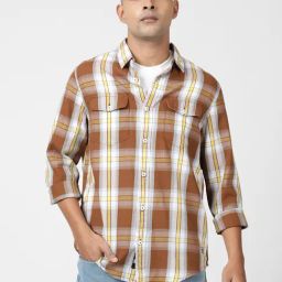 Lee Brown Cotton Regular Fit Checks Shirt-picture-23