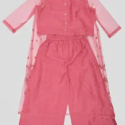Akkriti by Pantaloons Girls Peach Bud Embellished Suit Set image 2