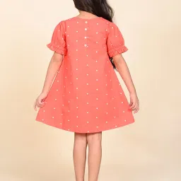 LilPicks Kids Orange Printed A Line Dress image 2