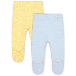 Mothercare Kids Yellow & Blue Printed Leggings (Pack Of 2) image 2