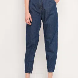 MADAME Navy Cotton Mid Rise Jeans-image-17