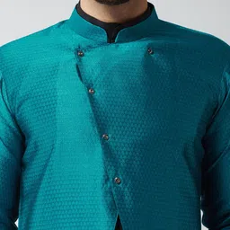 SOJANYA Men Blue Woven Design Sherwani Jacket image 3