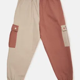 Angel & Rocket Kids Dusty Pink & Beige Color Block Joggers image 2