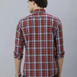 CAVALLO by Linen Club Red Regular Fit Checks Shirt image 2