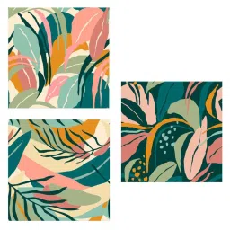 Art Street Green & Pink Botanical Leaf Stretched Wall Art - Set of 3 image 2
