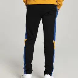 Puma Black & Blue Cotton Slim Fit Colour Block Trackpants image 2