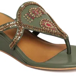 W Women's Whannah Olive Thong Wedges image 4