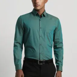 Peter England Green Slim Fit Shirt-picture-19