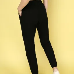 JUNEBERRY Black Cotton Regular Fit High Rise Joggers image 2