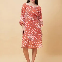 Globus Brown & White Polka Dot Fit & Flare Dress image 2
