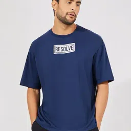 Styli Navy Relaxed Fit Printed Oversized Crew T-Shirt-picture-11