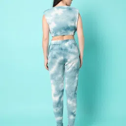 Campus Sutra Multicolor Cotton Tie - Dye Crop Top With Joggers image 2