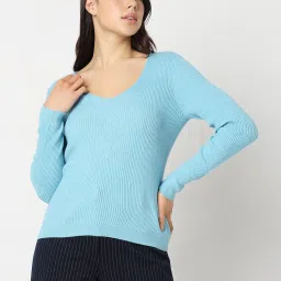 Vero Moda Sky Blue Regular Fit Sweater image 2