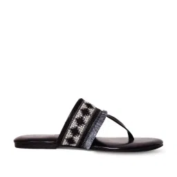 Aurelia Women's Zrory Black T-Strap Sandals image 1